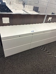 [#D10-7] #7 - double white Metal file  (2) drawer cabinets with wooden top30 x 19 x 27.5