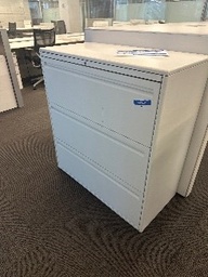 [#D8-13] #9 - white Metal file  (3) drawer cabinets with housing36 x 18 x 39