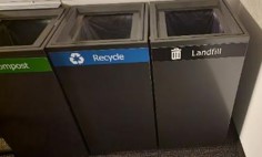 [#G4-198] Trash/Recycling Credenza, 18" x 18" x 34"