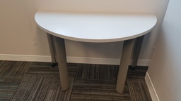 [#C11-38] Half moon table - wood, metal