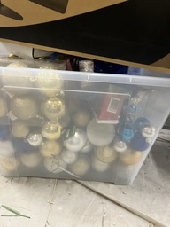[#I2-125] Bin of Christmas ornaments, misc.