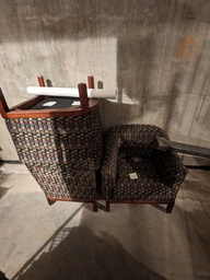 [#B12-60] fully upholstered club chairs with 4 wood post legs (2.5'x2.5'x3')