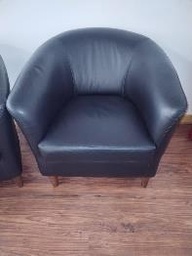 [#B12-83] BLACK SINGLE LEATHER SOFA