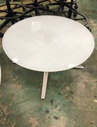 [#C6-31] Glass Table White Legs 30 inch