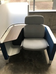 [#B12-69] Blue Private Lounge Chair with Writing Table