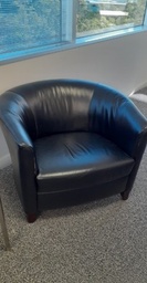 [#B12-85] Black Round Leather Chair