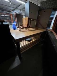 [#C20-38] Butcher block table on casters/ 30"d X 72"w X 40"H