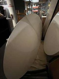 [#C8-55] Oval Table 4' x 8' w/ 5 post legs (White Laminate top