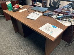 [#E3-3] Dark Brown Wood Desk, 60x30x29"