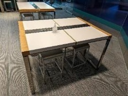 [#C5-26] Table, Meeting, Round/Square, White/Wood, 22" x 56" x 34"