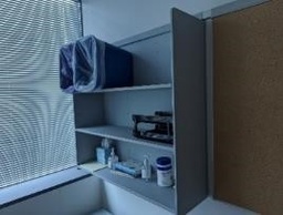 [#D2-44] Bookshelf, Rail-Mounted, Grey, 42" x 41" x 12.5"