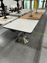[#C5-953] White Square Silver Base Table