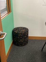 [#B11-75] Ottoman - black multi dots