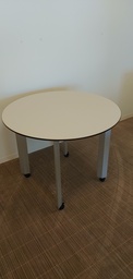 [#C11-15] Knoll Round White Table w/ Casters