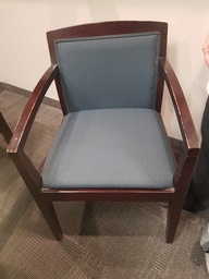 [#B8-14] Wood guest chair with grey upholstering