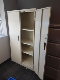 [#D19-27] 4 shelf metal white cabinet with 2 doors