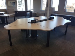 [#C7-31] Wave table, 6 pieces, freestanding power/data