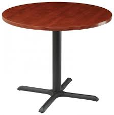[#C5-TA0031] TABLE, ROUND, CHERRY, STAINLESS STEEL CYLINDER BASE 36DIA (SLIGHT DAMAGE)