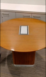 [#C5-4] WOOD VENEER 4' ROUND TABLES ( one 42", one 48")