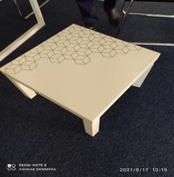 [#C3-64] White Coffee Table with Pattern