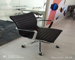 [#B5-86] Black Leather Bafco Conference Chair