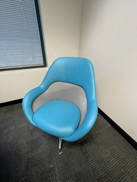 [#B12-Pic 90] Egg Shaped Blue And Grey Chair, Steelecase