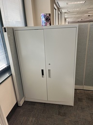 [#D19-Pic 99] Beige Metal 2 Door Cabinet, 52.5x15x36"