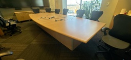 [#C6-4] 14.5' Boatshape Boardroom Table with Electrical