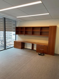 [#D25-60] 11' Credenza with Overhead Shelving and Single Door Cabinet