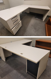 [#E6-11] L-Shape Desk (60 x 30 x 28")with Runoff (36 x 24 x 39")