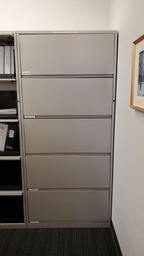 [#D12-10] Metal 5-High File Cabinet, Grey