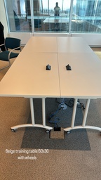[#C19-25] Beige Training Table, with wheels and power