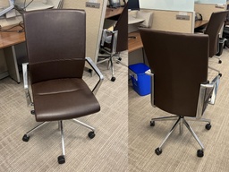 [#B13-13] Brown Leather Task Chair 