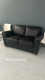 [#B7-45] Black leather sofa (some damage)