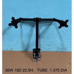 [#H10-29] Dual Monitor Arm, Steel, C Clamp Mount, Tube 1 3/8"d (36Wx18Dx22.50H)