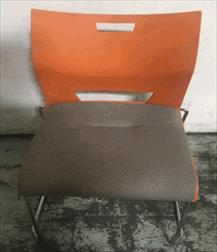 [#B8-54] DUET, Armless, Upholstered Seat, Plastic Back, Std Sled Base, Chrome Frame, Stacks 5 High