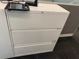 [#D8-10] White 3 Drawer Lateral Filing Cabinet