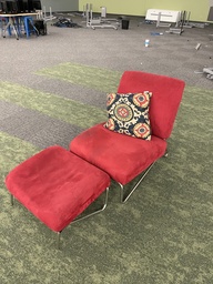 [#B12-28] Red Lounge Chairs With Ottoman