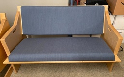 [#B2-5] Blue Upholstered Wood Bench