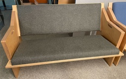 [#B2-6] Grey Upholstered Wood Bench