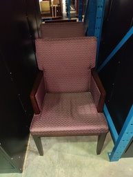 [#B5-67] Wood Frame Side Chair - Deep Red Fabric