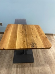 [#C5-54] Wood Table with Metal Base (3x3')