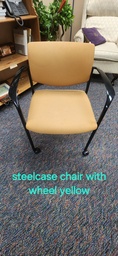 [#B8-315] Steelcase Guest Chair With Wheels, Yellow