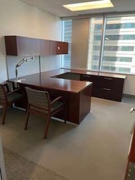 [#E7-2] WOOD EXECUTIVE U-SHAPE DESK UNIT ON LH
