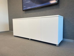 [#D5] White Credenza, 4-Door: 72”W x 29”H x 19 ¾” D