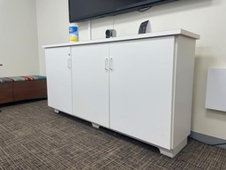 [#D5] White Credenza, 3-Door: 72”W x 36”H x 15 ½ ”D
