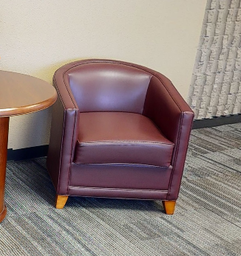 [#B12-3] Red Leather Lounge Chairs