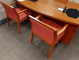 [#B9-4] Red Wooden Guest Chair (solid back)