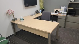 [#E7-43] U-Shaped Desk - light wood
