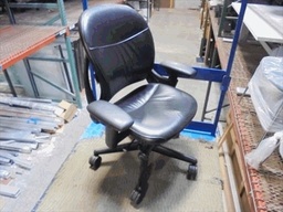 [#B13-3] Steelcase Leap Desk Chair Highback Adj Arms - Black Leather